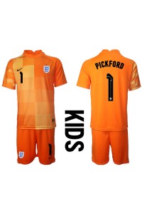 Engeland Jordan Pickford #1 Doelman Babytruitje Uit tenue Kind WK 2022 Korte Mouw (+ Korte broeken)